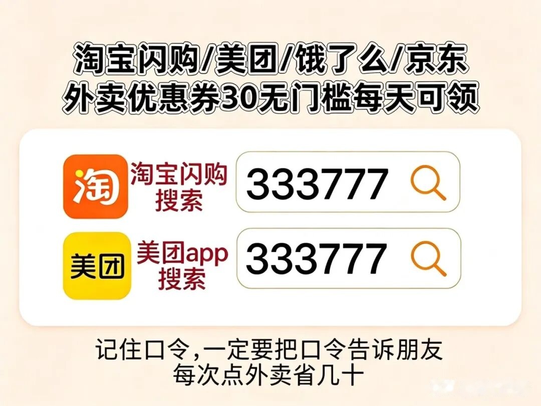 外卖优惠券核心口令海报